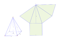 Schrägbild und Netz einer Pyramide